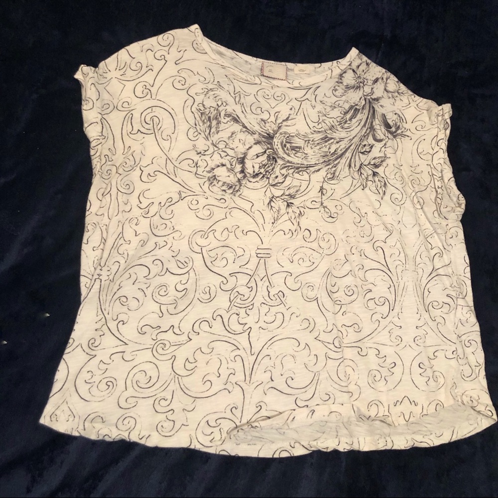 Anthro Postage Stamp Patchwork Print T Shirt - image 1